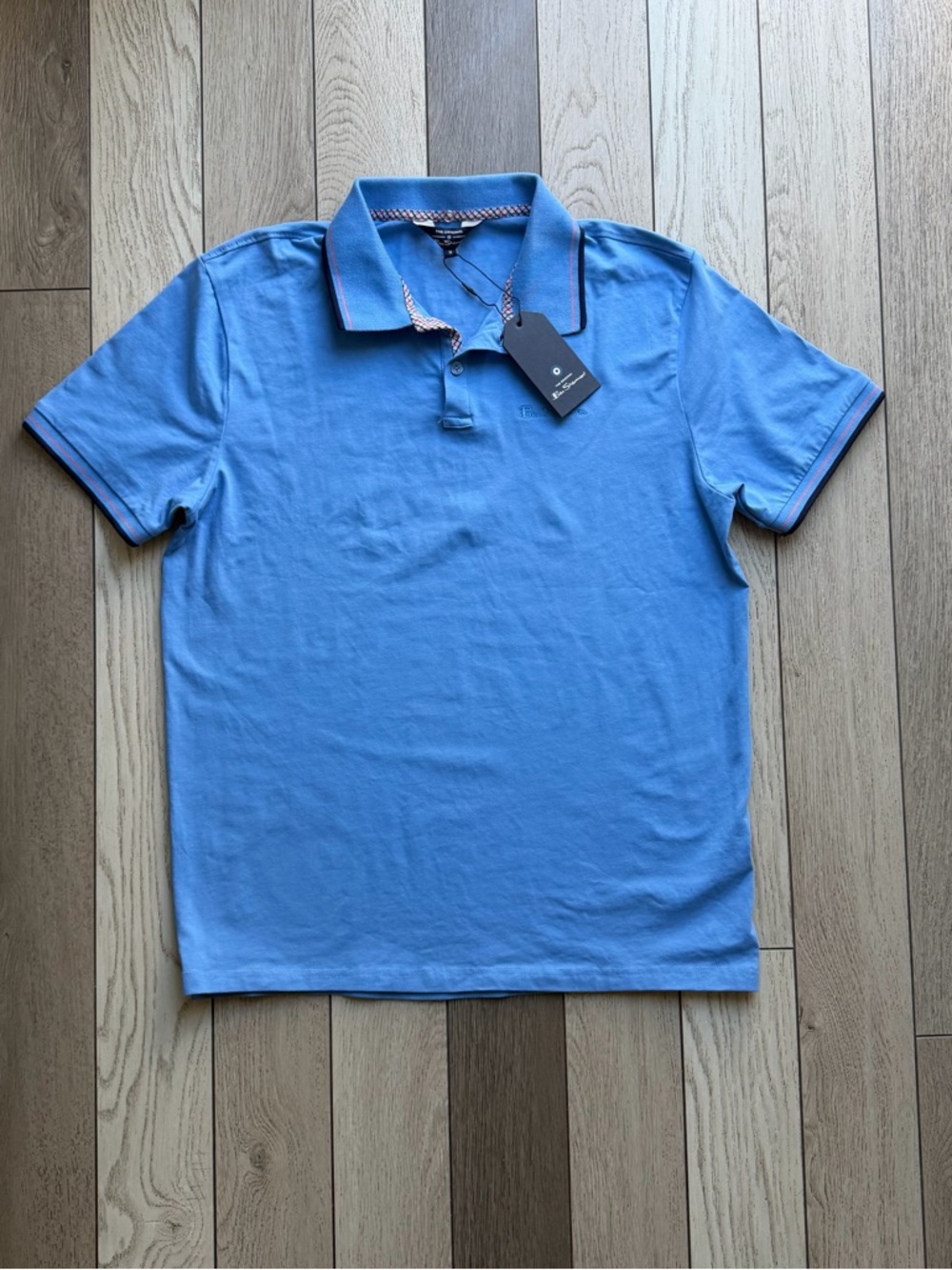 Ben Sherman Light Blue Polo with Navy Trim NWT size M